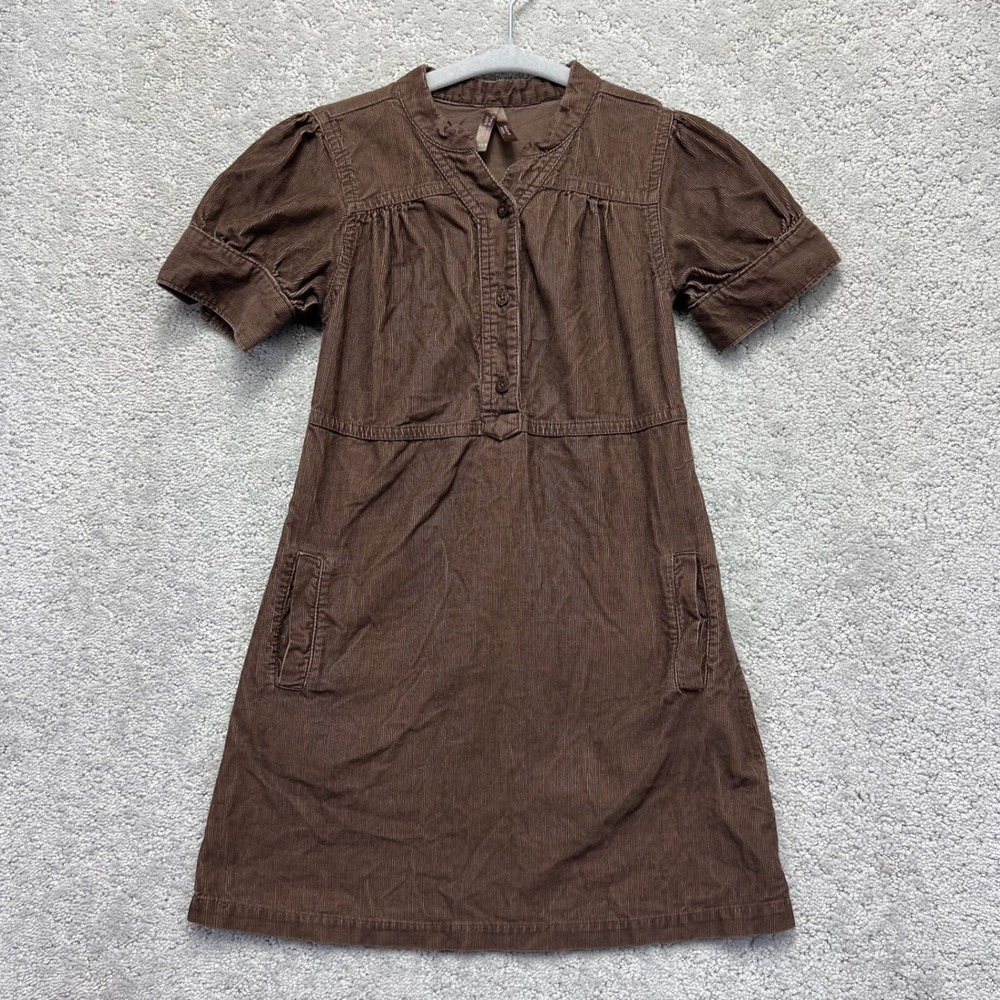 Y2k Old Navy Mini Dress Size 5T Brown Corduroy Short Sleeve Preppy Casual